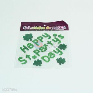 Low price promotional green letter gel wall sticker