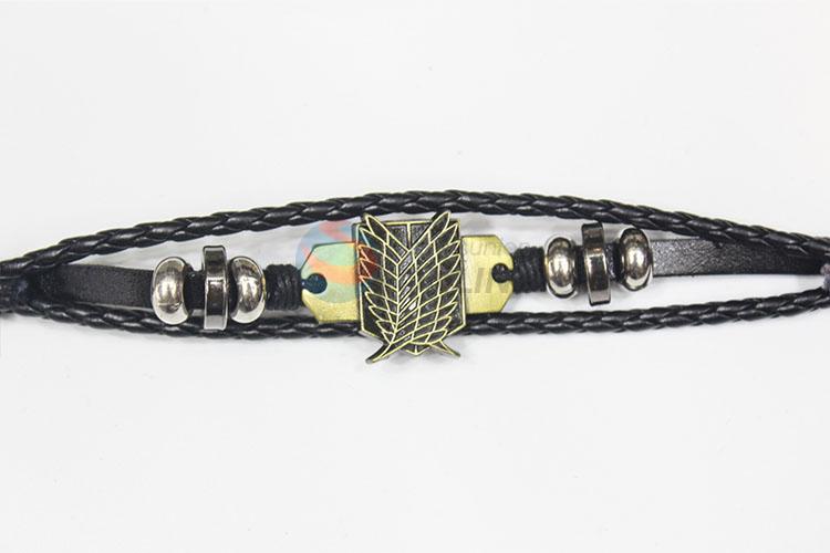 Factory Sales Retro Leather Woven Charm Bracelet