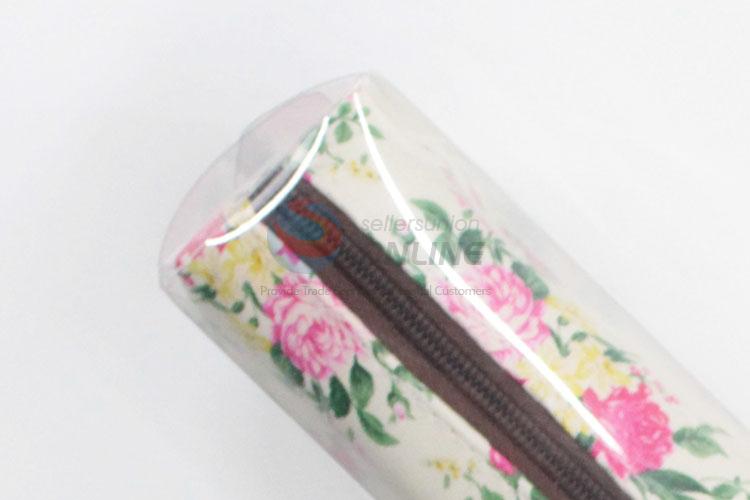 Hot Sale Good Quality Flower Printed Pu Pencil Bag