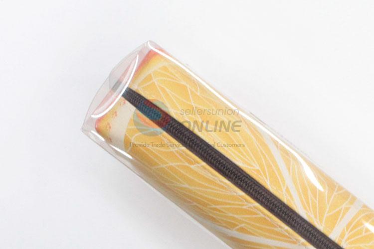 Best Selling New Orange Printed Pu Pencil Bag