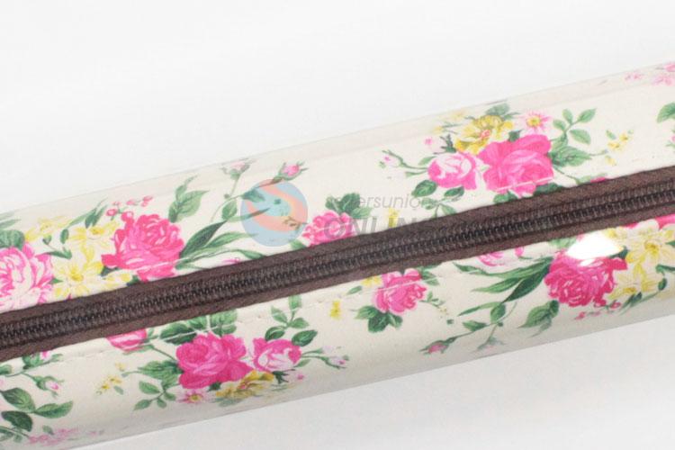 High Quality Cheap Custom Flower Printed Pu Pencil Bag