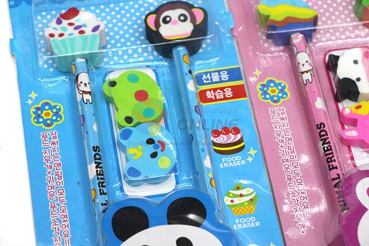 Fashionable Cartoon Pen and Rubber/Eraser Set for Student