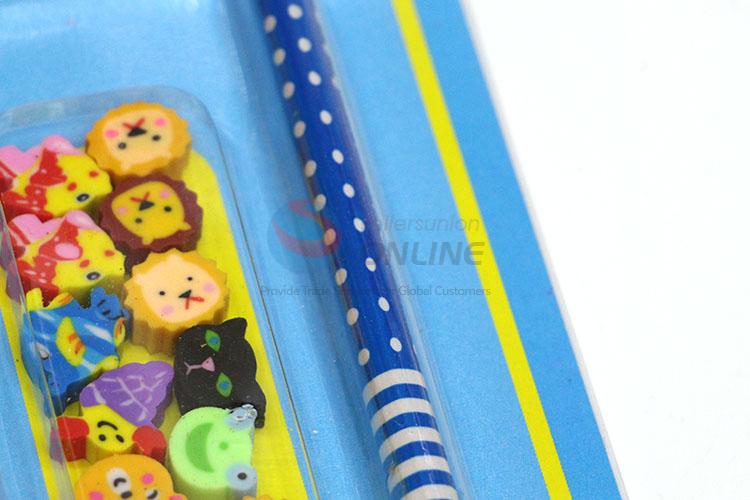 Good Quality Cartoon Pen and Rubber/Eraser Set for Student