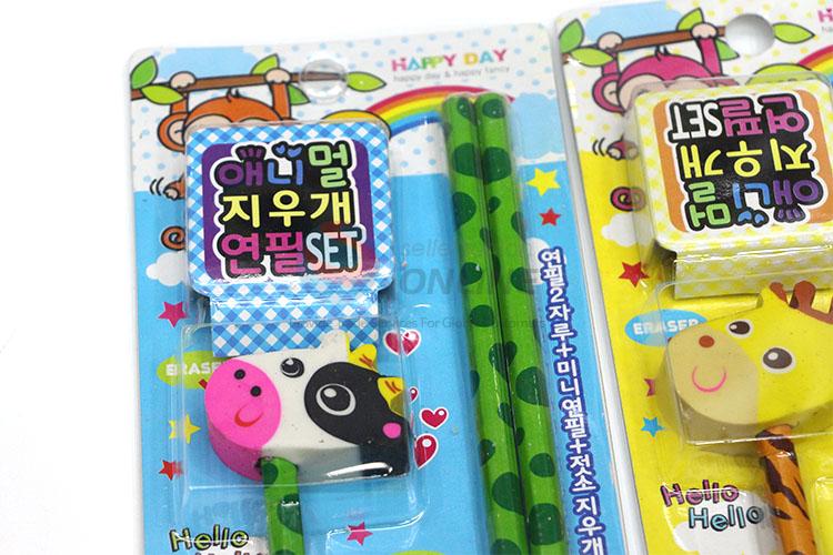 Hot Sale Cartoon Pen and Rubber/Eraser Set for Student