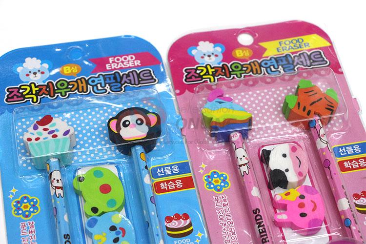 Fashionable Cartoon Pen and Rubber/Eraser Set for Student