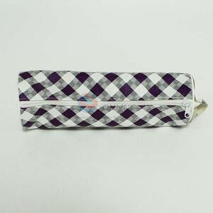 Check Pattern PU Leather Pencil Bag