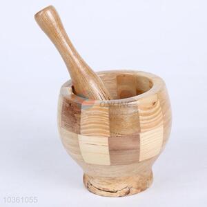 Wooden garlic marble/granite mortar & pestle