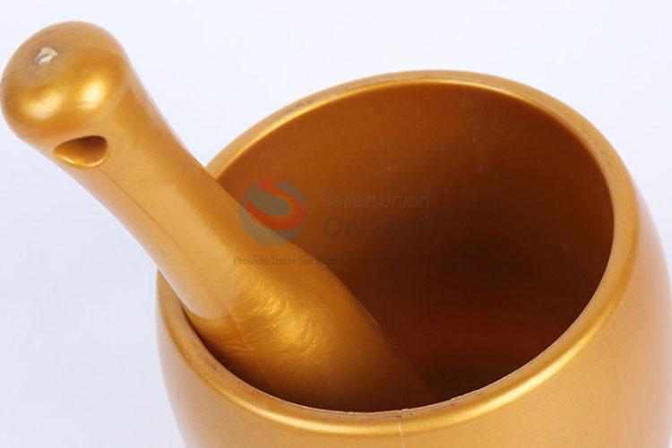 Golden color plastic garlic mortar pepper pestle