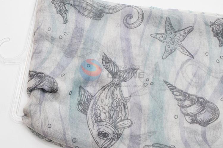 Factory Direct Fish Print Scarf Voile Shawl Scarves