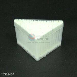 Cute 100pcs triangle shape box plastic handle cotton swabs