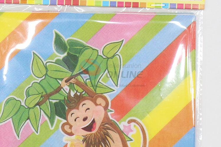 Top quality low price 20pcs monkey pattern napkins