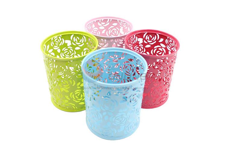 Flower Pattern Round Office Pen Holder