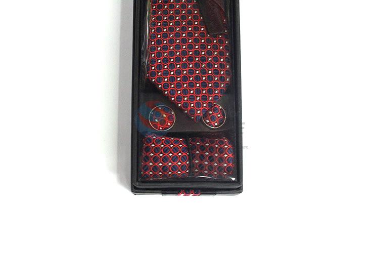 Delicate top quality printed necktie+cufflink+kerchief