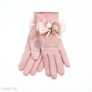 Lovely pink women beauty dress bowknot flower gloves