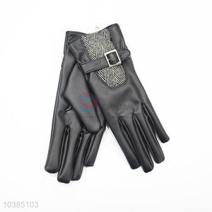 Full Finger Winter Women Ladies Girls PU Leather Gloves