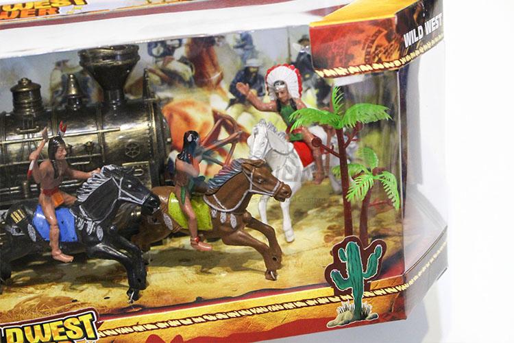 Factory Direct High Quality Bronze Locomotive And Western Indian on Horse Kids Toy