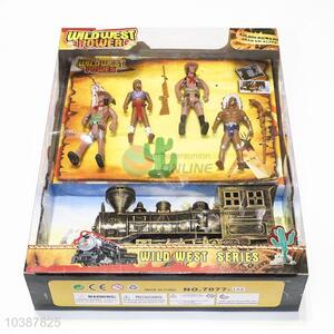 Cheap Professional Kids Toy Bronze Locomotive And Western Cowboy Indian