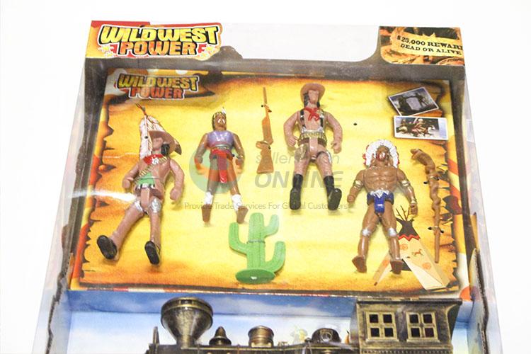 Cheap Professional Kids Toy Bronze Locomotive And Western Cowboy Indian