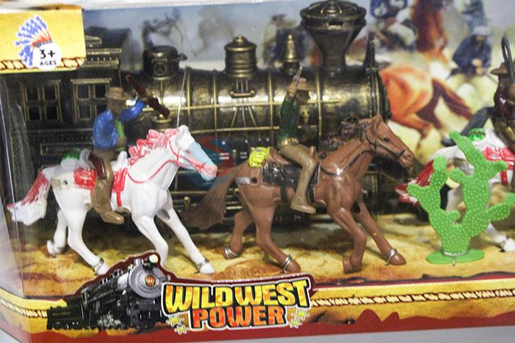 New Useful Bronze Locomotive And Western Cowboy on Horse Kids Toy