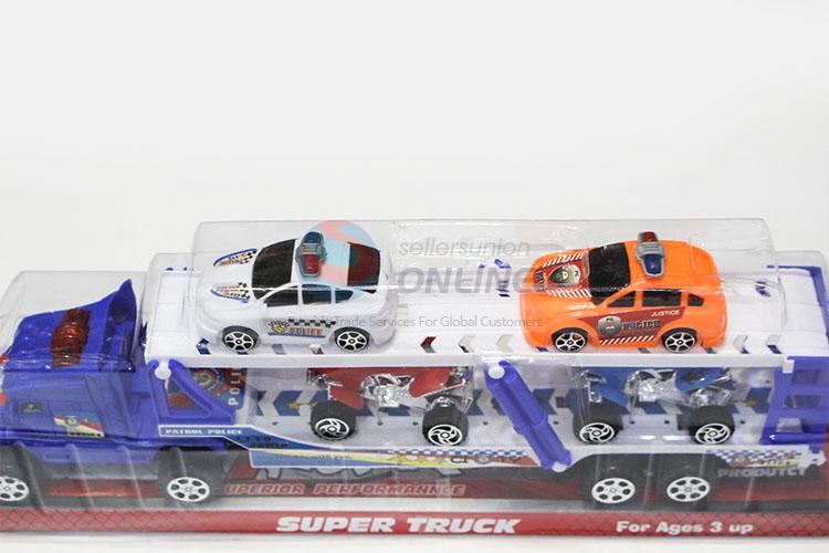 New Useful Inertia Drag Head Car with Light Music Carry 2pcs Sandy Car and 2pcs Police Car Boy Toys