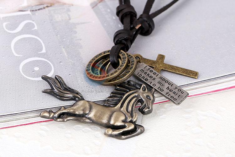 New Style Horse Pendant Retro Leather Necklace