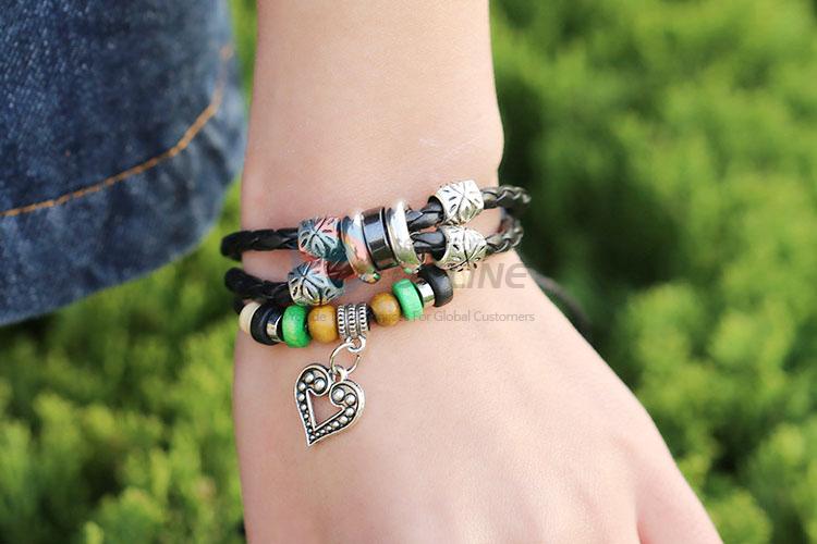 New Style Alloy Sweet Heart Leather Bracelet