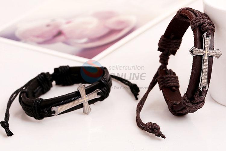 Custom Scripture Cross Leather Bracelet Hand Ornament