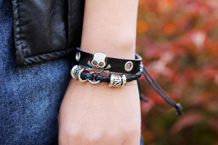 Good Quality Skull Design Leather Bracelet