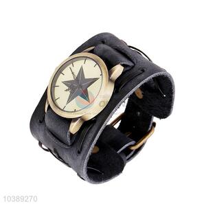 Top Quality Wide Leather Bracelet Wrist Watch