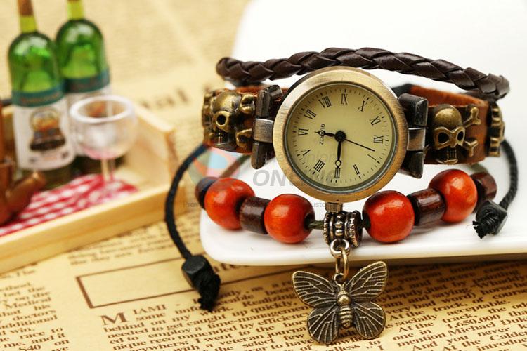 Best Sale Butterfly Charm Leather Bracelet Wrist Watch