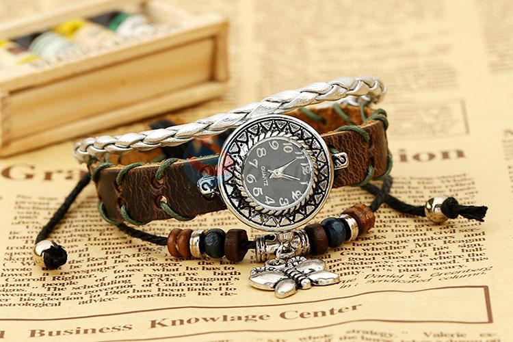 Custom Beaded Bracelet Leather Bracelet Wrist Watch