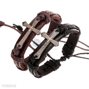 Custom Scripture Cross Leather Bracelet Hand Ornament