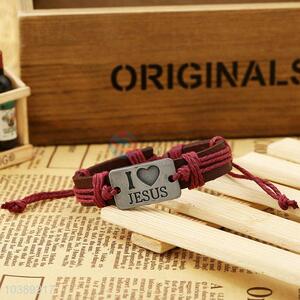 Popular Alloy Heart Pattern Leather Bracelet