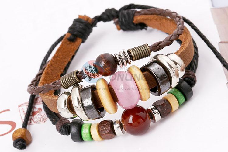 High Quality Color Beads Leather Bracelets