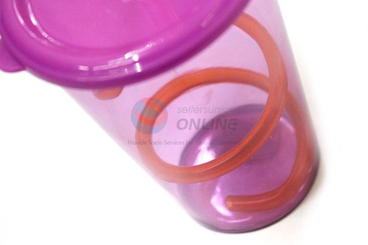 Professional Purple Plastic Cup with Straw for Sale