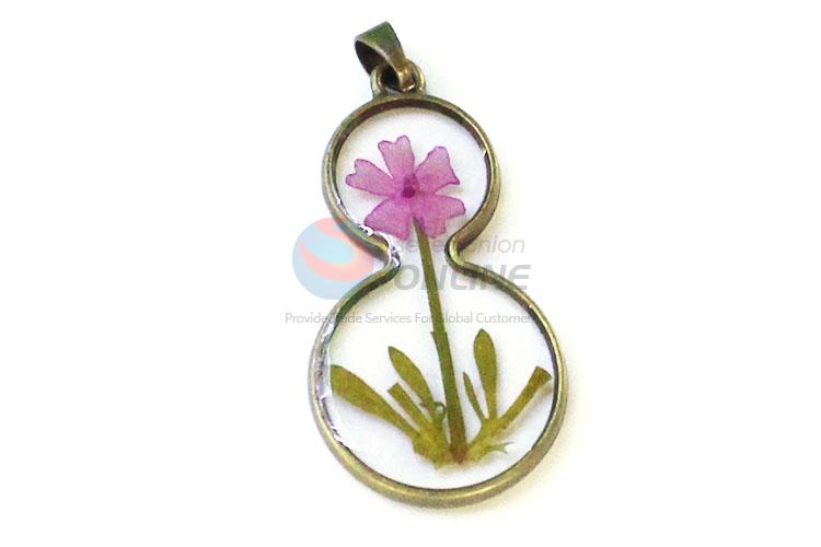 Custom Gourd Shape Real Flower Pendant With Chain Cheap Necklace