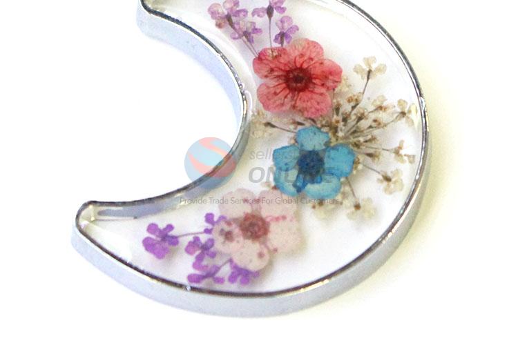 High Quality Cute Moon Shape Real Flower Pendant