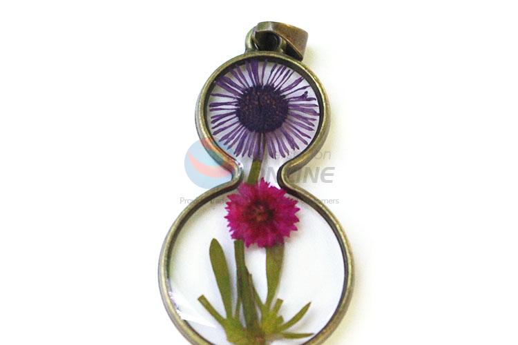 Hot Selling Gourd Shape Real Flower Pendant Fashion Jewelry