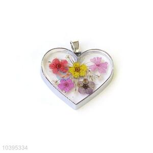 Popular Heart Shape Pendant With Gold Chain Fashion Real Flower Necklace