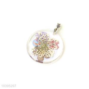 New Arrival Round Zinc Alloy Real Flower Pendant