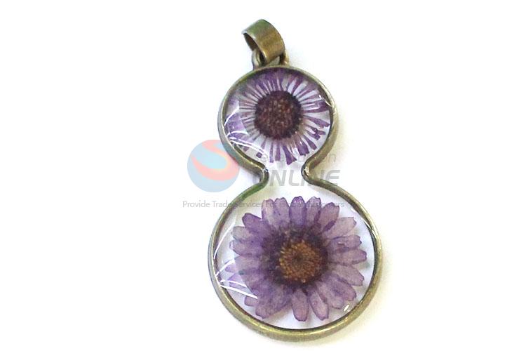 Fashion Gourd Shape Zinc Alloy Pendant Real Flower Pendant