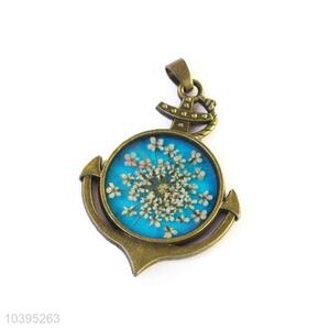 Popular Bronze Zinc Alloy Pendant With Real Flower