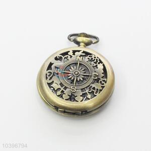 Compass Quartz Movement Skeleton Pocket Watch