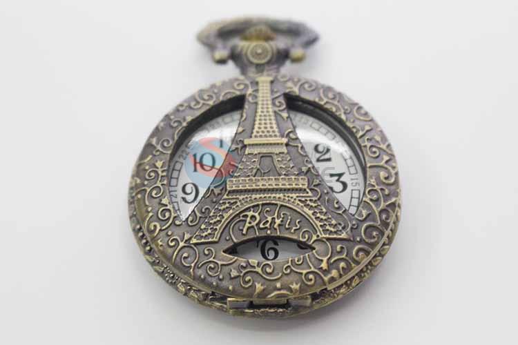 Paris Tower Quartz Movement Skeleton Pocket Watch