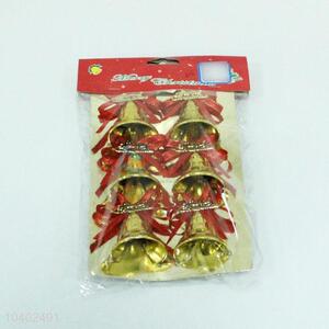 Festival Decorations 6Pcs Plastic Gold Color Christmas Bells