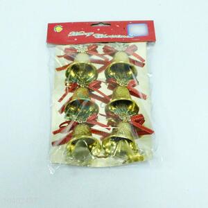 Christmas Decorations Gold Plastic Bells 6Pcs