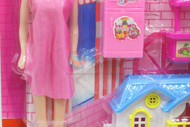 Cute Doll Plastic House Play Set with Furniture Set