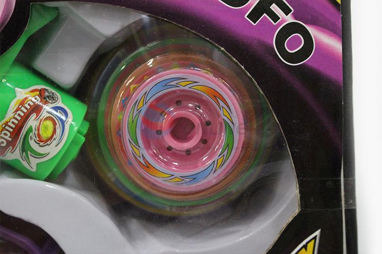 Factory Promotional Kids Plastic Flash Space Gyro Spinning Top Peg-Top