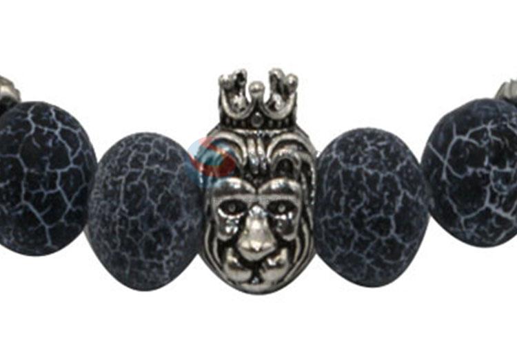 Factory Price High Quality Silver Lion Head Jewelry Beads Natural Crystal Bracelet