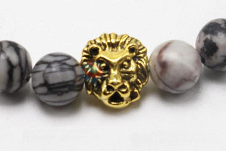 Factory Price Gold Lion Head Jewelry Beads Natural Gemstone Bracelet